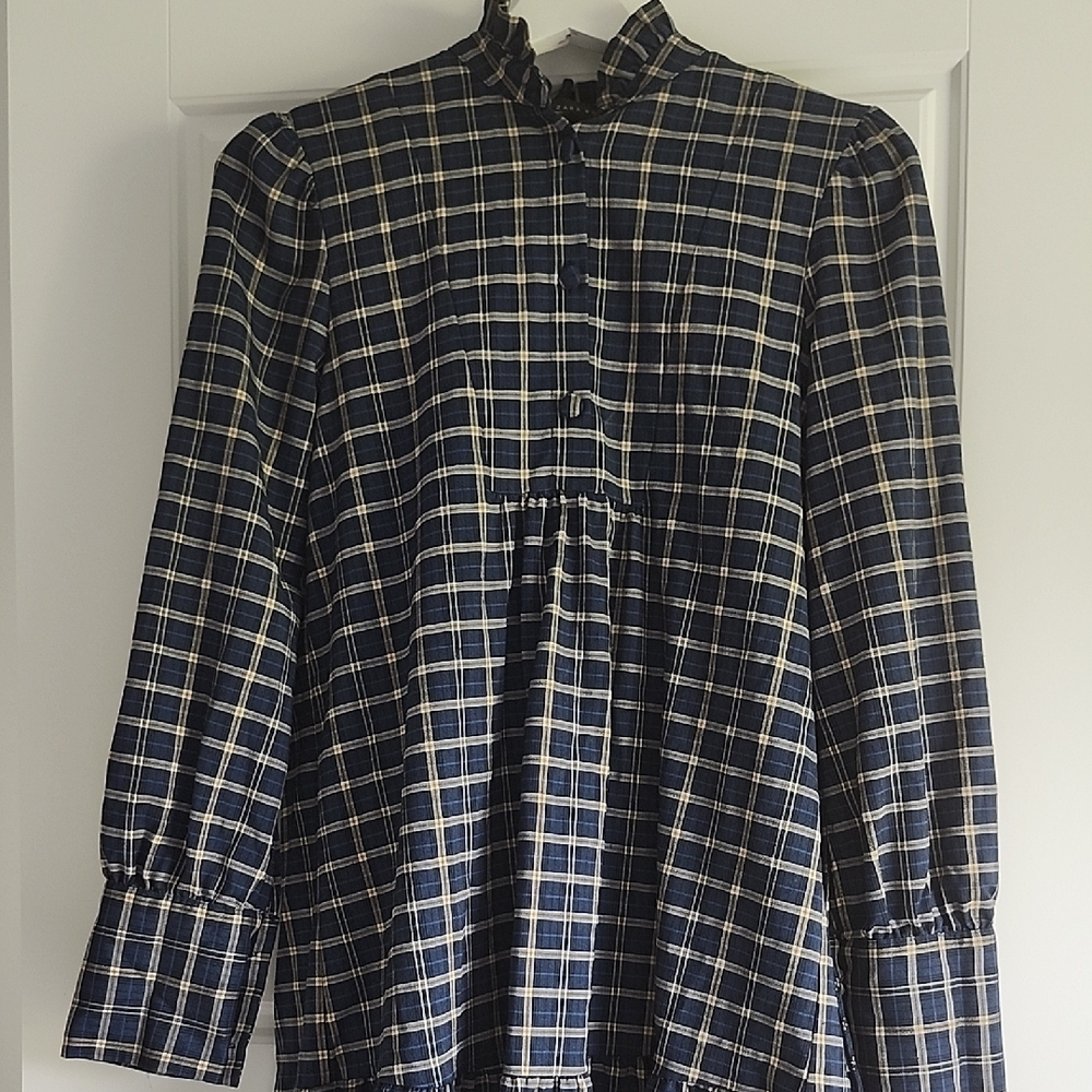 Zara Plaid Checkered Ruffled Dress